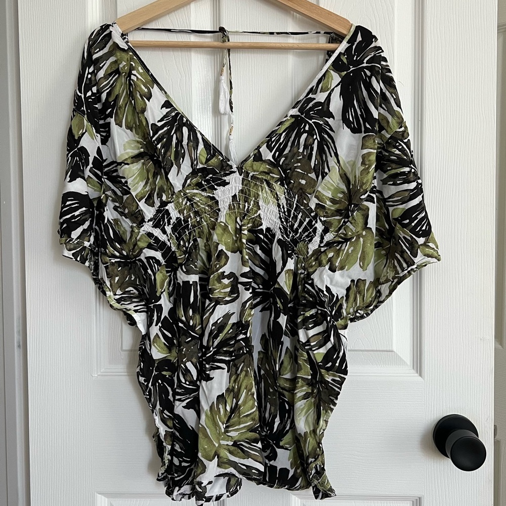 Palm Leaves Print Cover Up